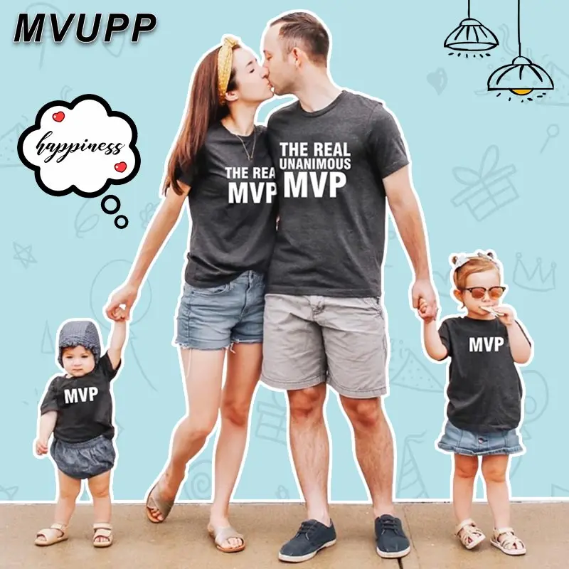 MVU/Одинаковая одежда для семьи летние модные футболки папы мамы и дочки Новые