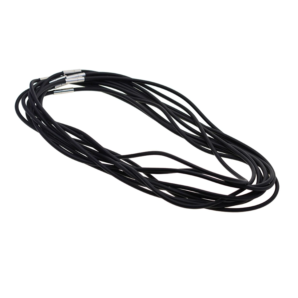 10 Pcs 3mm Black Rubber Cord Rope Necklace Chain With Copper Plug Clasp Jewelry Findings 