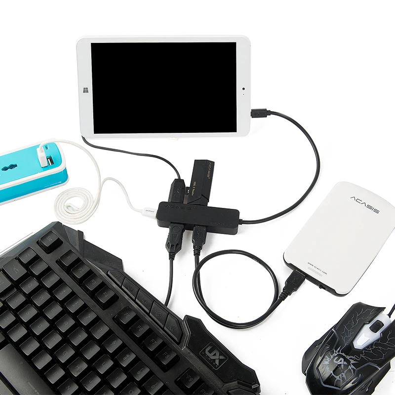 Acasis USB HUB 4 Port USB 2.0 Splitter Switch with Micro USB Charging Port for iMac Computer Laptop Accessories OTG HUB USB