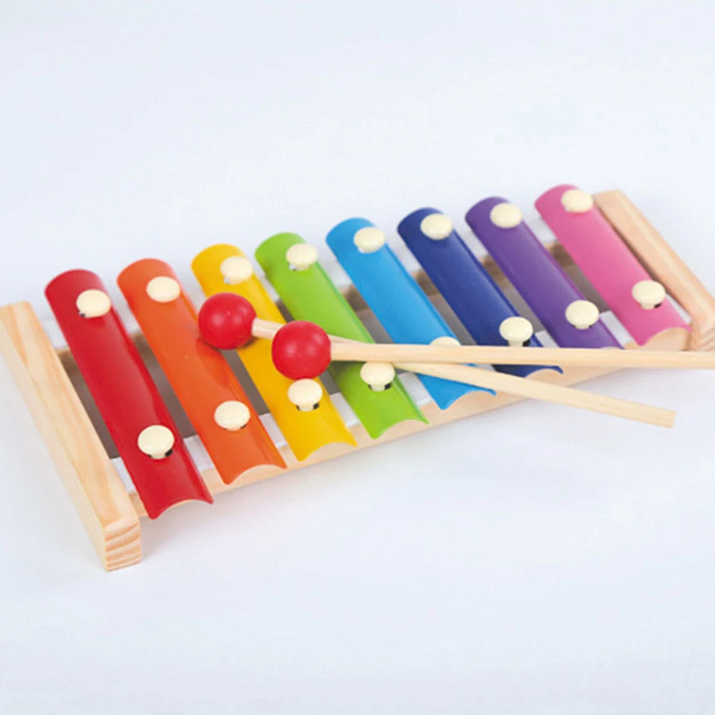 Инструмент для обучения детей, музыкальная игрушка ручной стук, интерактивный ксилофон, восемь тонов, деревянный пианино, подарок, образование - Цвет: as picture