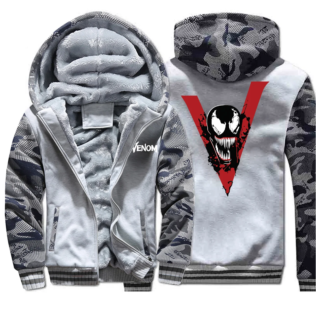 Light Gray 6 Hot Sale New Arrive movie venom Printed Hooded Men's Hoody Outerwear hip hop Thick venom Hoodies Pocket Jackets Coat - Цвет: Light Gray 6