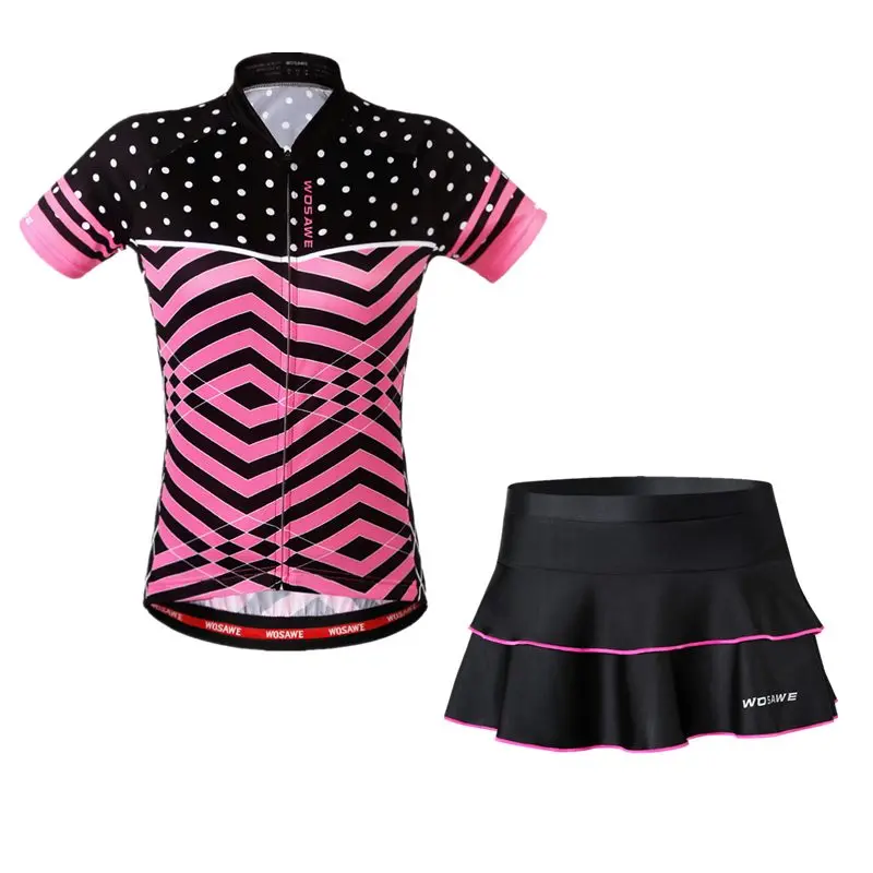 BL101BC255 WOSAWE Женская мини юбка+ рубашка Ropa Ciclismo Велоспорт Джерси Наборы Лето дышащий MTB велосипед одежда с коротким рукавом Одежда - Цвет: BL101BC255