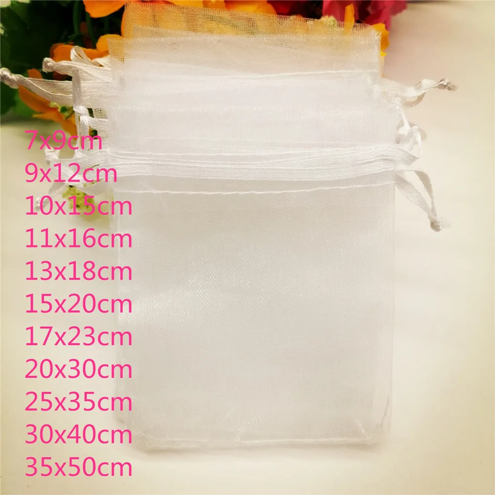 Best 100pcs White Drawstring Organza Jewelry Bags Pouch 7x9cm Jewelry Packaging For Jewelry Packaging Display Jewellery Bag Pouches