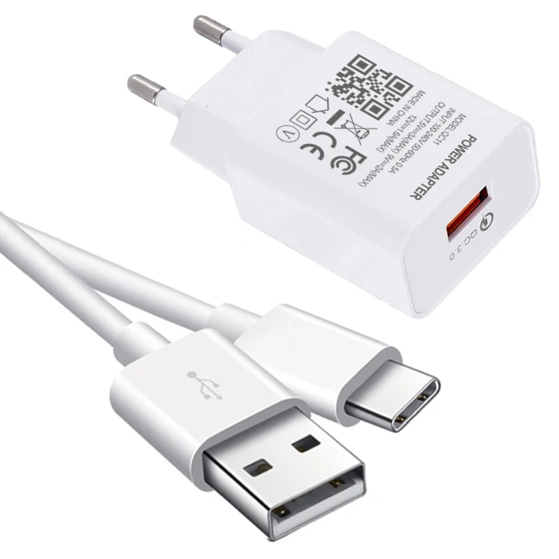 

Fast Charger For Samsung Galaxy S21 Ultra S20 S10 S9 S8 Plus M31 A71 USB Power Adapter Quick Charge 3.0 Type C USB Charger Cable