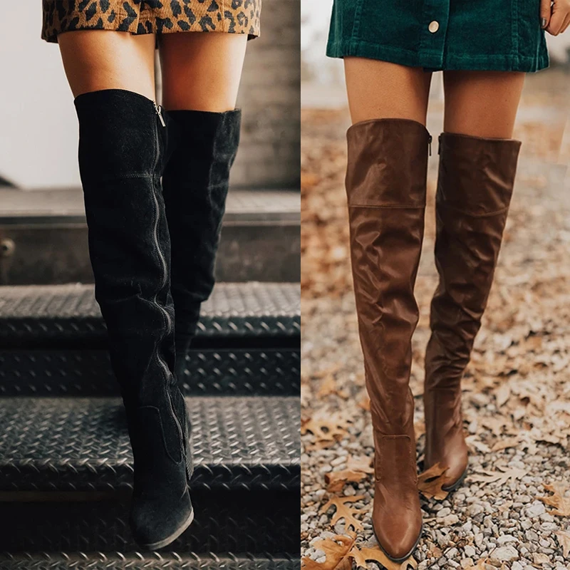 Billede af Faux Suede Slim Boots Sexy Over The Knee High Women Fashion Winter Thigh High Boots Shoes Woman Fashion Botas Mujer