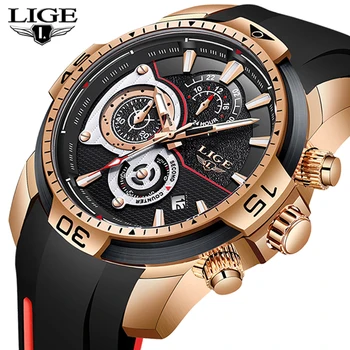 

LIGE New Mens Watches Top Luxury Brand Men Unique Sports Watch Men's Quartz Date Clock Waterproof Wrist Watch Relogio Masculino