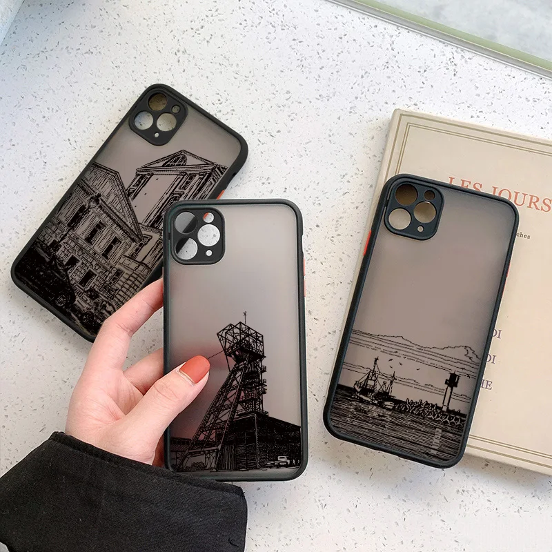 Architectural Black Lines Artistic Phone Case - Stylish Back Building Cover