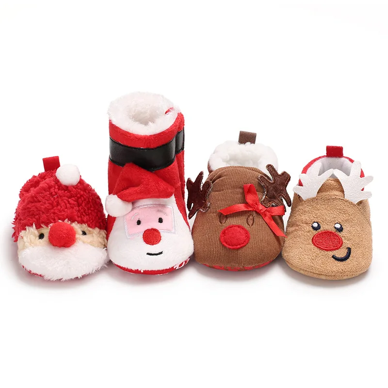 Christmas New Born Baby Girl Boys Shoes Soft Warm Infant Newborn Toddler Shoes Cartoon Baby Girl Baby Booties First Walkers