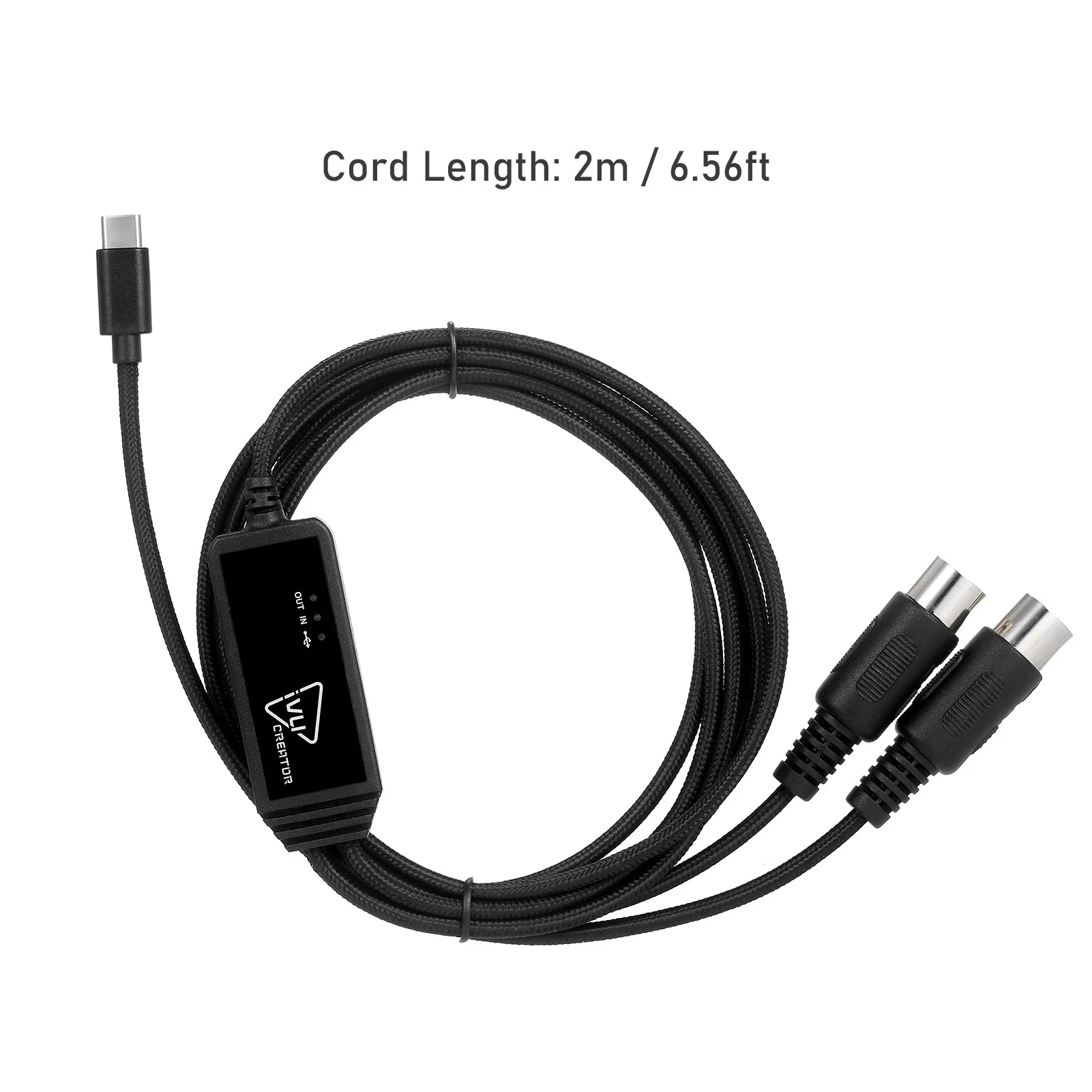 IVU CREATOR MIDI Universal Cable 5 Pin MIDI to USB/Type C Cable Converter Adapter Compatible varios OS adaptadores Plug and play