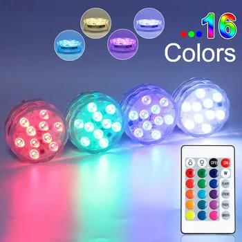 

Swimming Pool Lights Underwater Light Waterproof Battery Operated Remote Control Multi Color Submersible Fish Tank Water Lamp