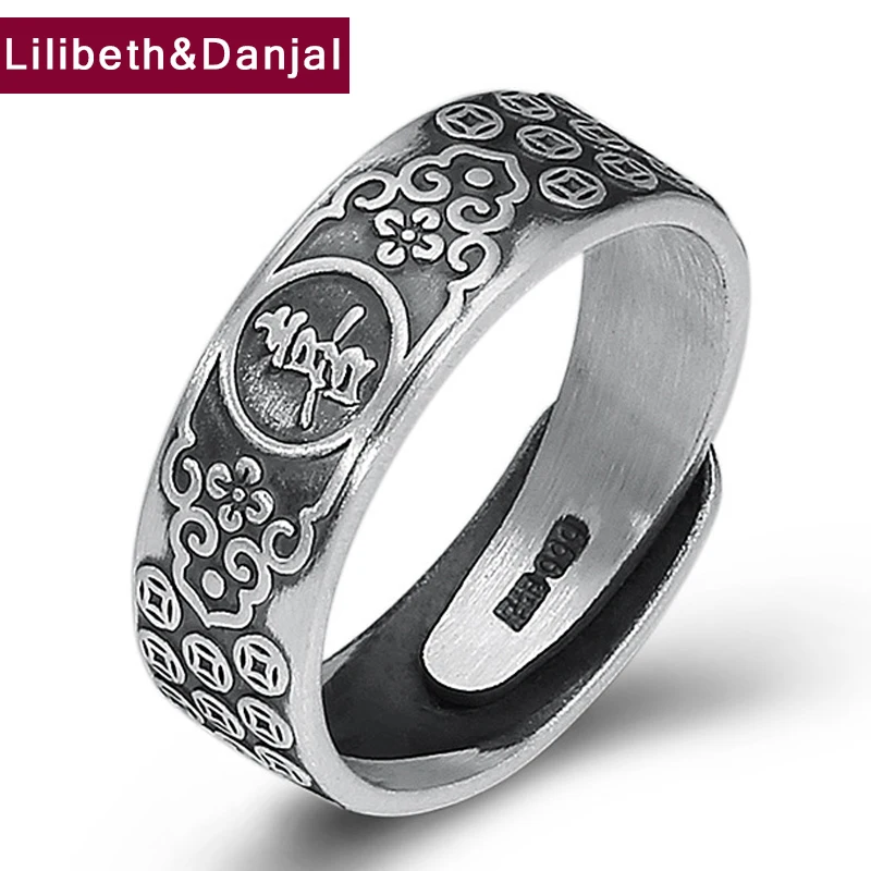 Женское мужское регулируемое кольцо Настоящее серебро S999 креативный Скраб Стиль