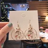 Rinhoo – boucles d'oreilles rondes de noël pour femmes, pendentif en forme de cerf, de cœur, d'élan, Piercing, crochet d'oreille, bijoux ► Photo 2/6