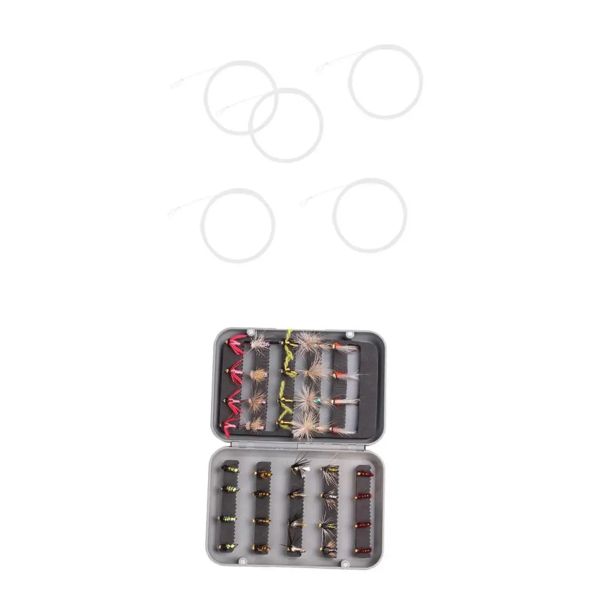 40 Pieces Fly Fishing Lure Different Style Salmon Flies Trout Single Dry Fly Fishing Lures and Fish Tapered Leader