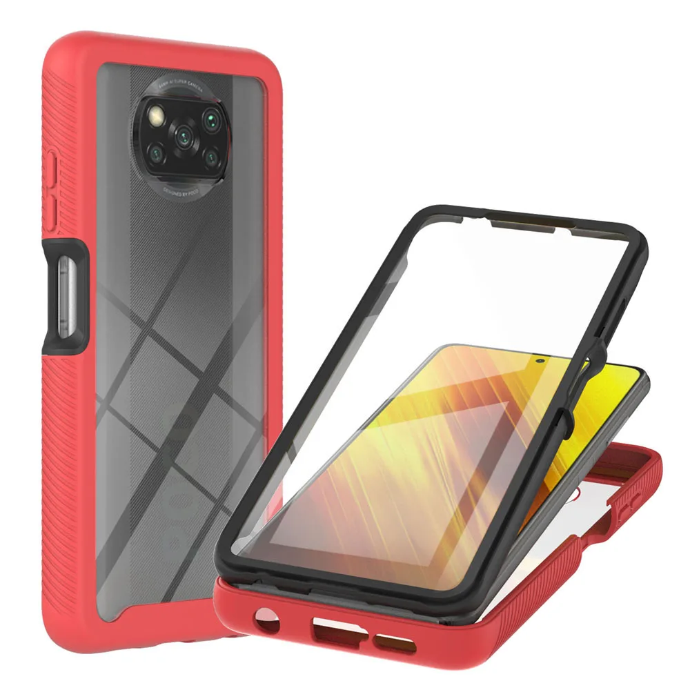 

Гибридный чехол с полным покрытием для Xiaomi Poco X3, чехлы X3 Pro, ТПУ, прозрачный защитный чехол с защитой экрана