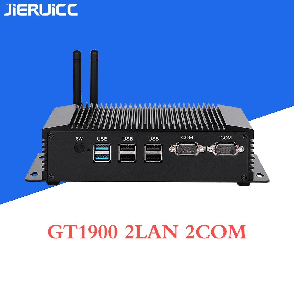 Дешевый безвентиляторный промышленный Мини компьютер J1900 четырехъядерный процессор с 2RS232 RS422 RS485 COM 2LAN 1000 Мбит/с X86 мини ПК