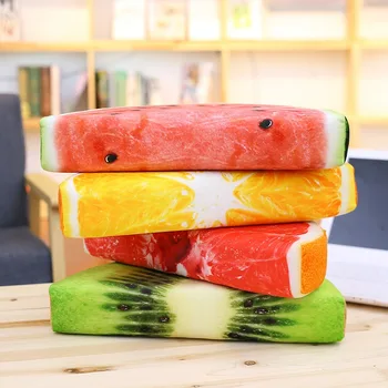 

Watermelon Fruit Stuffed Toys Soft semicircle Plush Doll Quarter simulation Creative watermelon kiwi cushion Pillow Baby Gifts