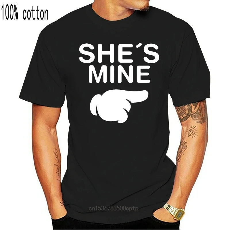 Новинка 2021 Мужская футболка SHE'S MINE забавная для девушки подарок парня шутка