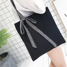 Черная Женская Повседневная Парусиновая Сумка-тоут с галстуком-бабочкой, женская сумка на одно плечо, удобная вместительная Складная Сумка-тоут