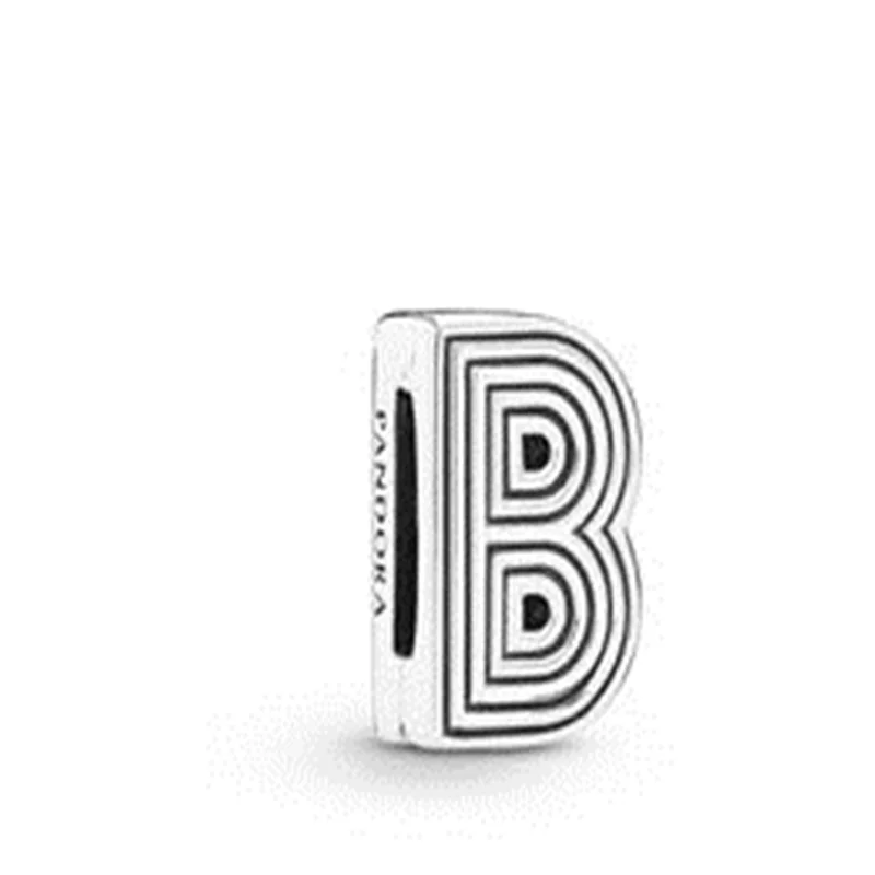 silver Прямая поставка DIY подходит Pandora талисманы браслет Алфавит буквы Шарм 925 пробы Серебро Бусина буква Изготовление ювелирных изделий - Цвет: silver
