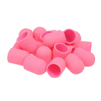 

20PCS #120 Grit Nail Drill Bits Sanding Caps With 1 Grip Polishing Sand Block Manicure Pedicure Accessories