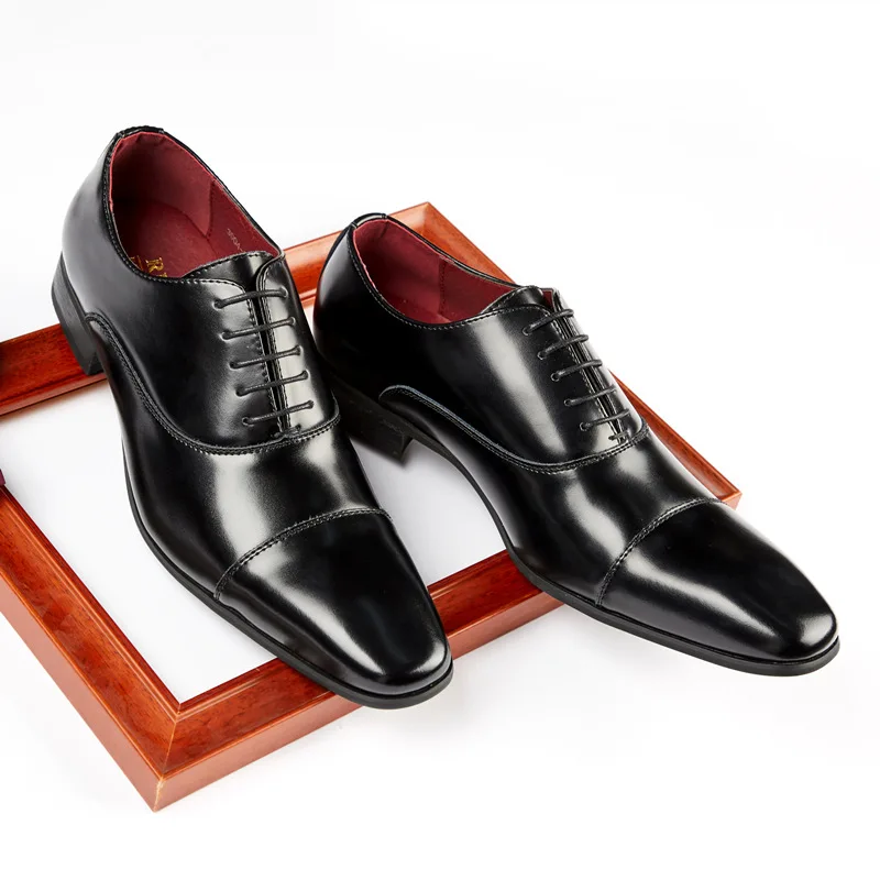 Leather Shoes Business New Fashion Men Dress Shoes Leather Men Wedding Oxford Shoes Lace-Up Office Suit Men's Casual Luxury Formal