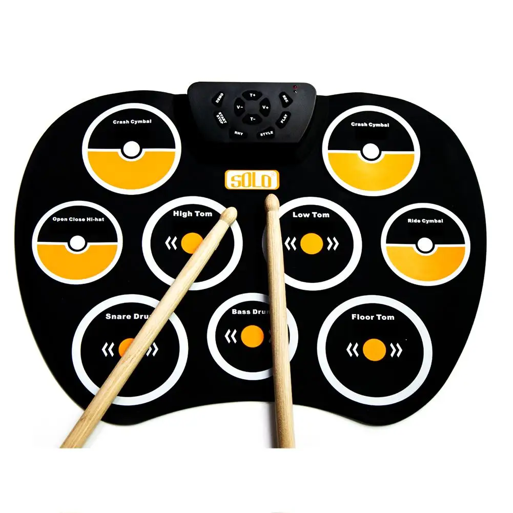 Portable Electronic Drum Set Roll Up Drum Practice Pad Midi Drum Headphone Jack Built-in Speaker Drum Pedals Kids Gift