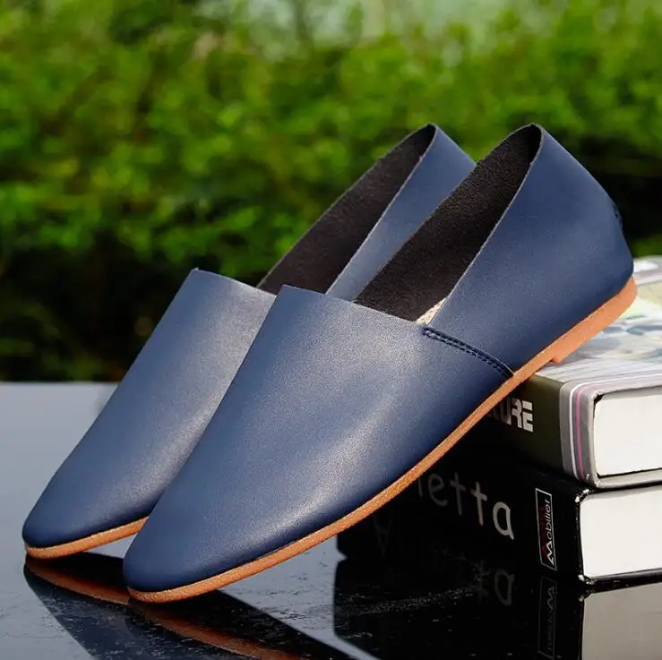 

Spring Summer Fashion Men's Breathable Soft Casual Outdoor Shoes Men Breathable Leather Loafers Male Slip on Light Shallow Flats