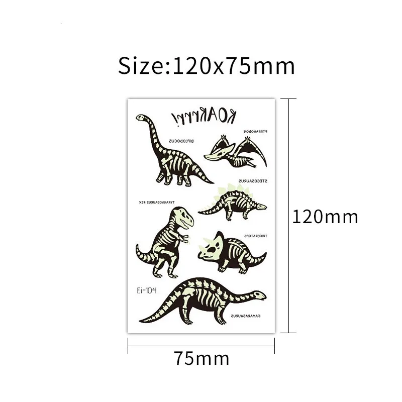 Luminous Stickers Child Kid Toy Arm Leg for Children Glow Sticker Cartoon Dinosaur Tattoo Decals Glow In The Dark Wall Stickers luminous wall stickers 3d wall stickers