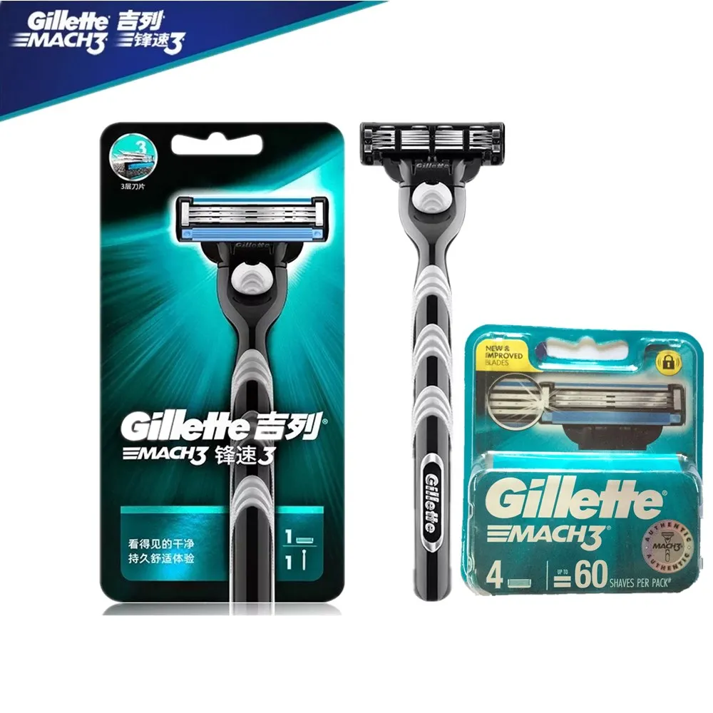 

Original Gillette Mach 3 Shaver Razor Blade Men Face Care 3 Layer Replacement Blade Travel Case Shaving and Hair Removal