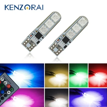 

RGB COB 6SMDs With Remote Controller car lamp Led W5W T10 RGB Clearance light Universal Car Colorful Multi Mode Car Light Bulbs