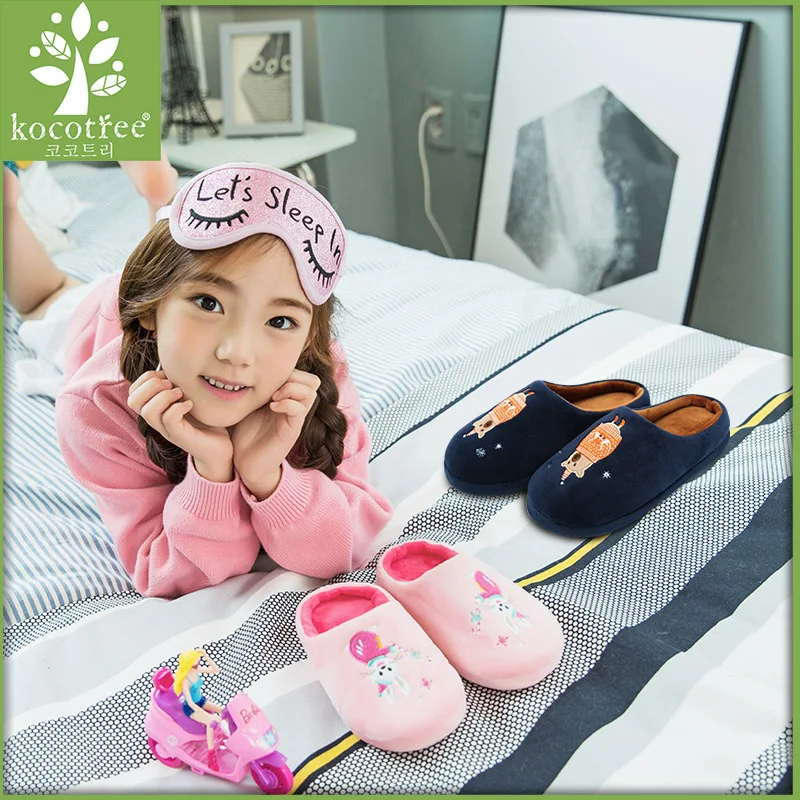 

South Korea KK Tree Autumn And Winter New Style CHILDREN'S Slippers Men And Women Children Cute Anti-slip Home Cotton Slippers W