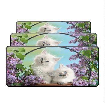 

Two White Cute Cats Speed Large Lock Edge Mouse Pads Gaming Rubber Gamer Soft Comfort Mouse Mat For CSGO LOL DOTA