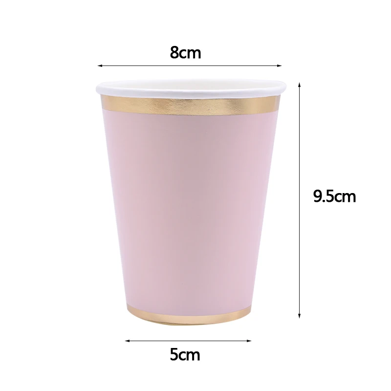 24pcs/set Green Pink Blue Paper Plates Cups Disposable Tableware Set for Wedding Birthday Party Baby Shower Supplies Gold Decor
