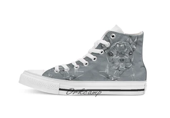 

Sketchy Frenchie Custom Casual High Top lace-up Canvas shoes sneakers Drop shipping