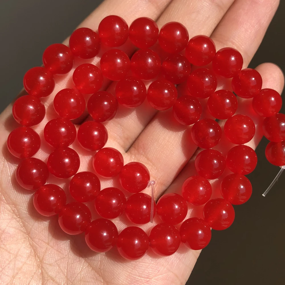 Natural Red Jades Round Loose Stone Beads For Jewelry Making 15"inch 4