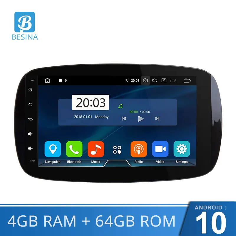 Besina 1 Din автомобильное радио для Mercedes Benz Smart 2013 2014 2015 2016-2018 Автомобильный