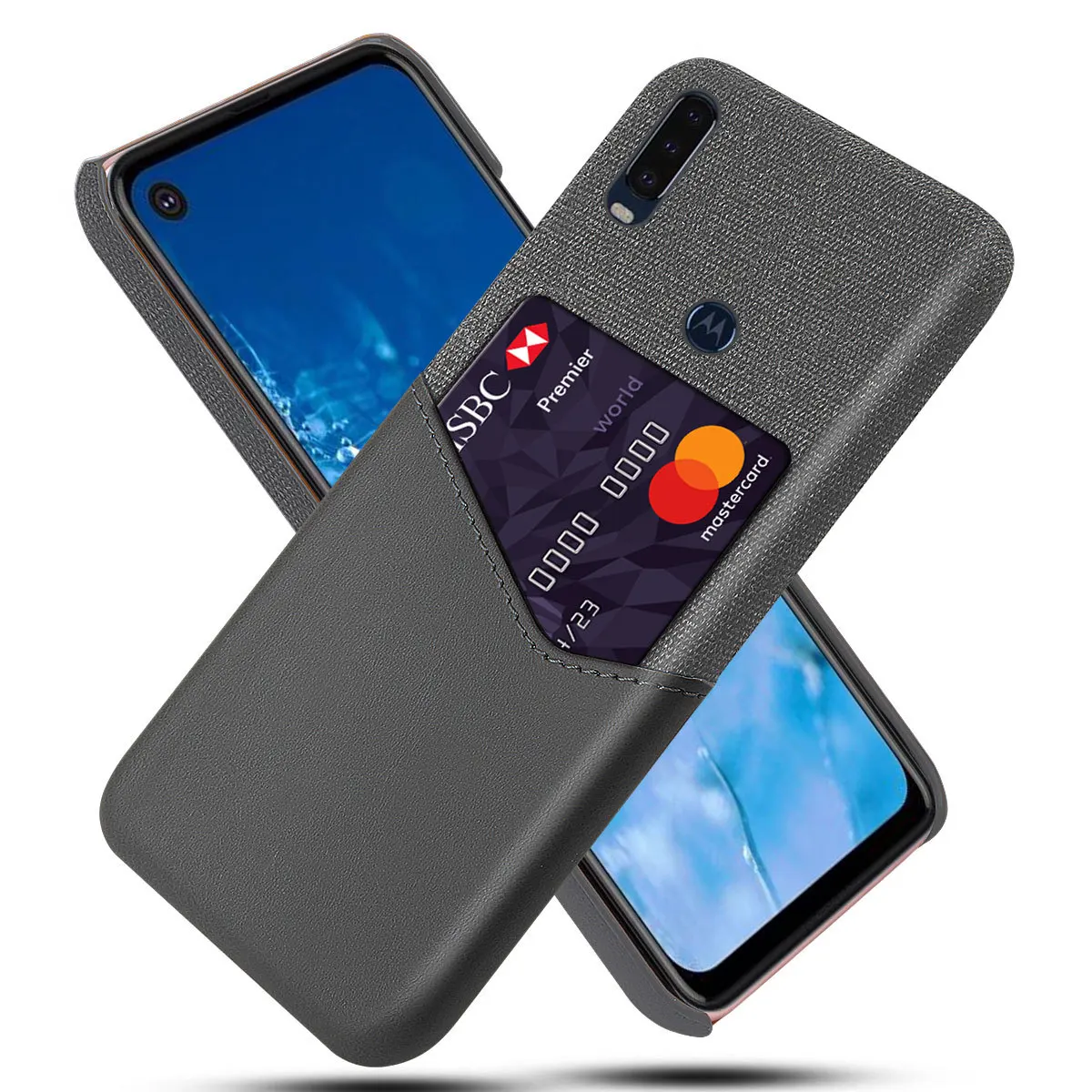 DCK роскошный кожаный жесткий тканевый защитный чехол для телефона MOTO One P30 Play P30 Note P40 power Z2 Z3 Z4 Play - Цвет: Серый
