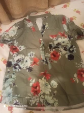 Blusa de manga corta estilo casual con cuello de pico, Camisa elegante estilo casual para mujer con estampado