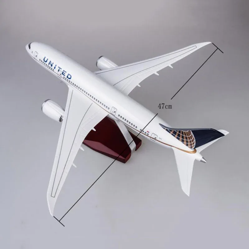 1/130 Scale 43cm Airlines Boeing B787 Dreamliner Aircraft American United Airplane Model Light Wheel Diecast Plastic Resin Plane