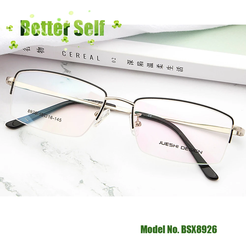 

Quality Eyewear BSX8926 Better Self Men's Half Rim Thin Business Spectacles Eyeglasses Light Luxury Glasses Equip Myopia Lens