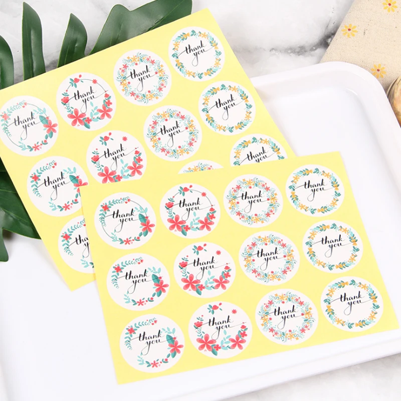 

120pcs/lot 'Thank You' Colored Garland Kraft Paper Sealing DIY Decorative Sticker Craft Stickers Scrapbooking
