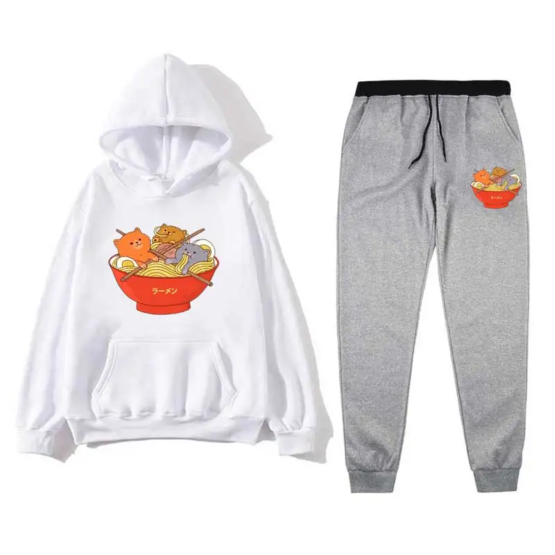 

Men Sets Japanese Food Canvas Ramen Cat Hoodies Set Streetwear Hoodies And Hants Casual Sweatshirts Sportswear Jogger Wholesale