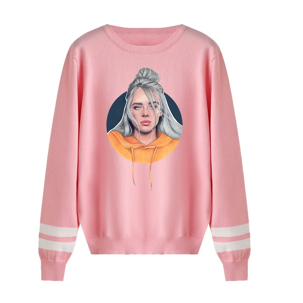 Модные Kpop вязаные свитера с круглым вырезом Billie Eilish, подходят для весны и осени, мужские и женские свитера, мужская и женская повседневная одежда
