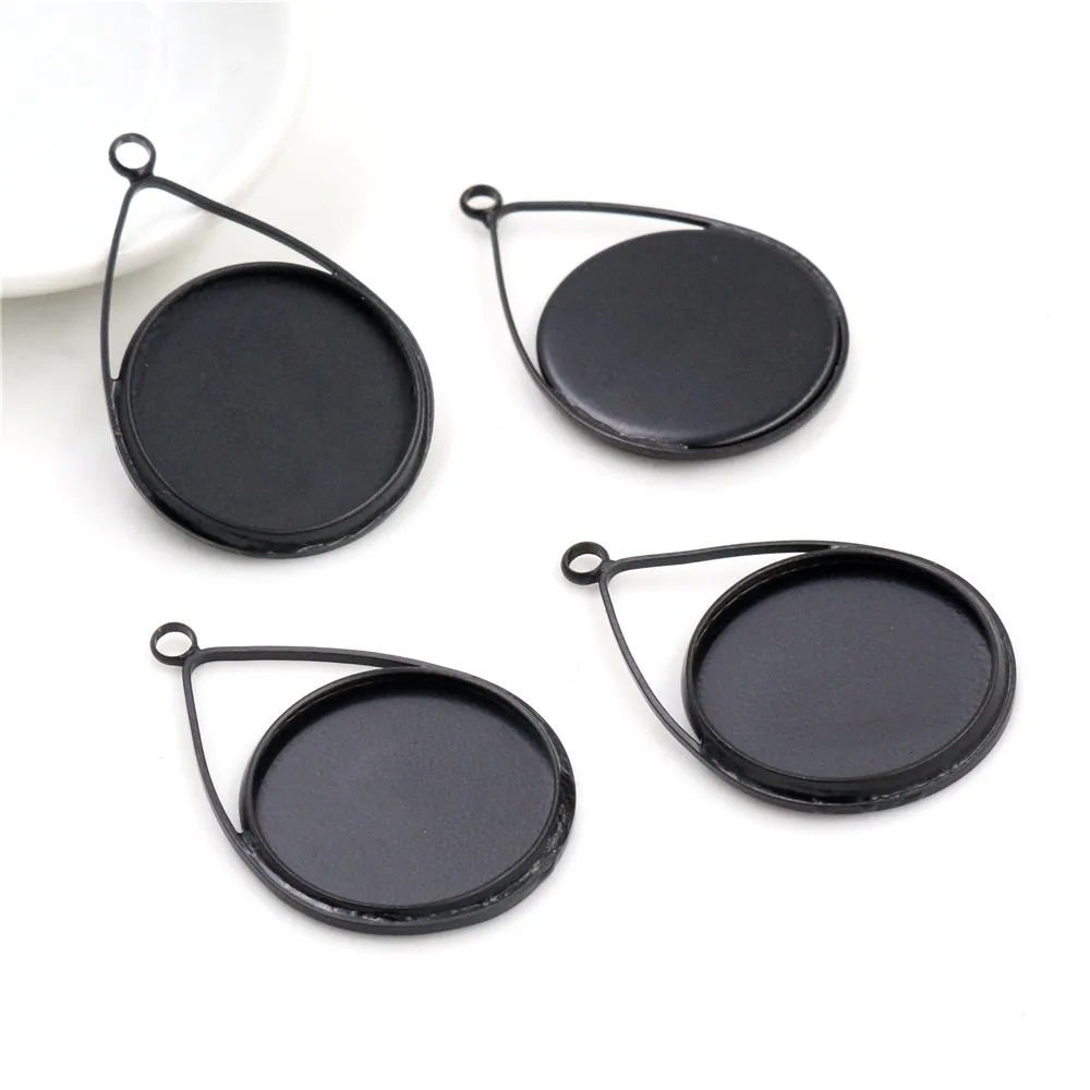 5pcs 20mm Inner Size Bright Silver Plated And Bronze Black Copper Material Drop Style Handmade Cabochon Bases Cameo Base Pendant