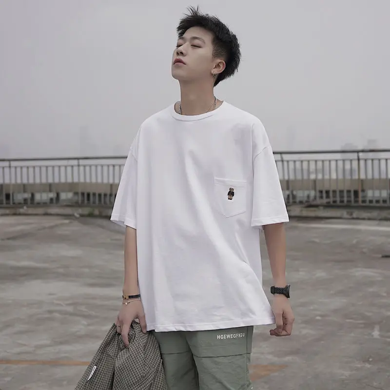 Mens T-shirt Short Sleeve 2020 Summer T Shirts Fashion Pure Color Black White T Shirt Men Tops Tees Fashion Men T Shirts Summer