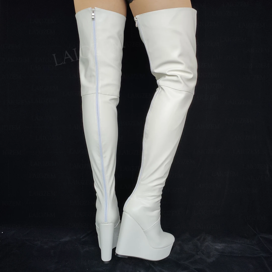 ロングブーツ Leey PLATFORM HIGH BOOTS WHITE Amazon.com: TEAIEUI Knee High Boots Women Square Toe Tall