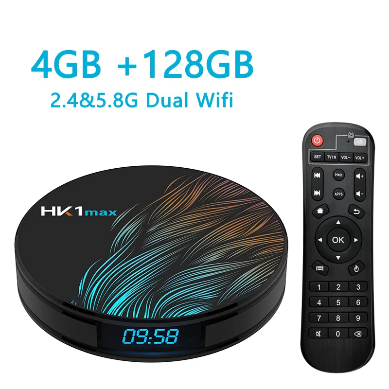 4G 128G HK1 Max Smart Android tv Box 4 ГБ 128 Гб 64 Гб 32 Гб Rockchip 4K Wifi Netflix телеприставка медиаплеер 2GB16GB Android 9,0 Box - Цвет: 4G 128G