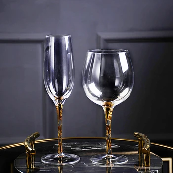 

Creative wine glass Lead-free Crystal glass cup Golden Goblet wine glasses cocktail champagne cups wedding Party Drinking ware