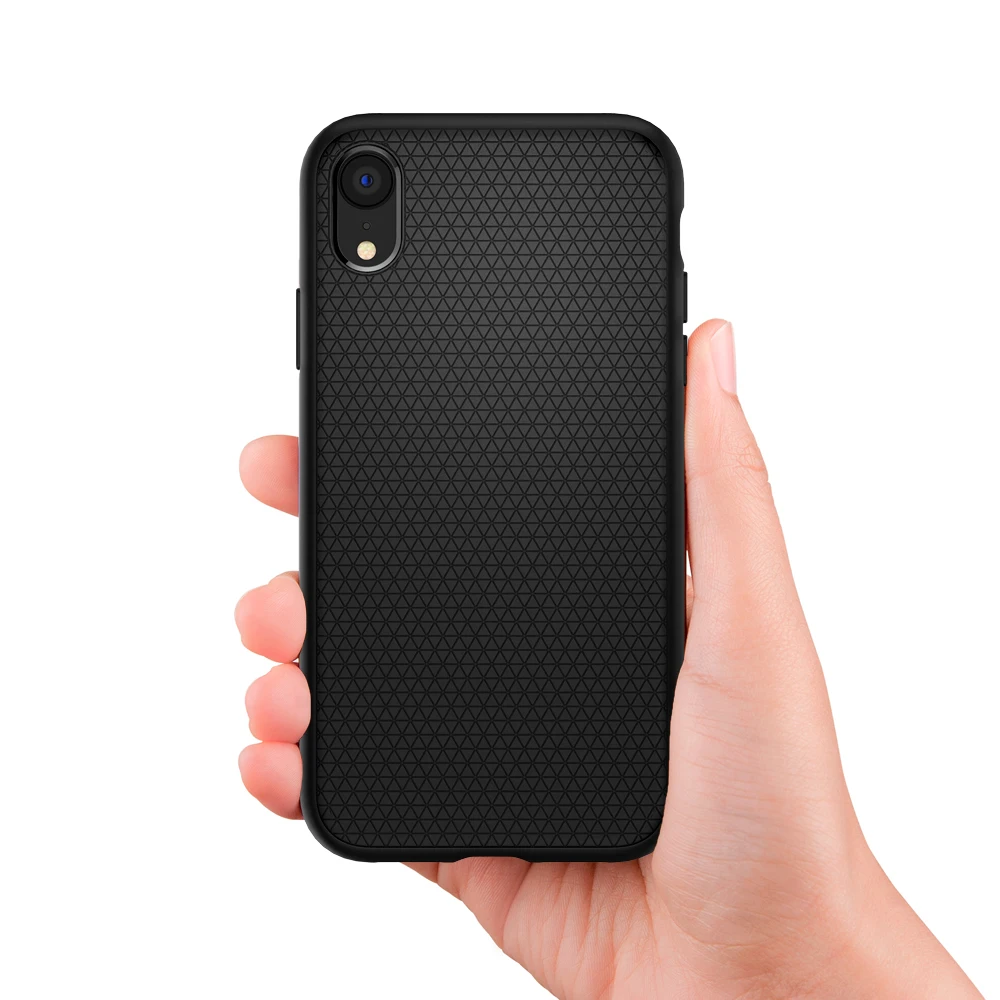 Spigen жидкий воздух матовый черный мягкий ТПУ Легкий Подходит противоскользящие чехлы для iPhone XR