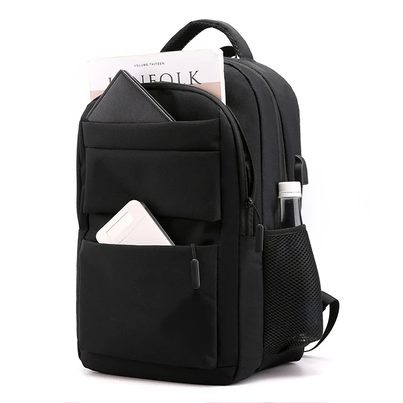 

New Style Business Men Backpack USB Simple Computer Bag Korean-style Casual Trend Schoolbag Gift